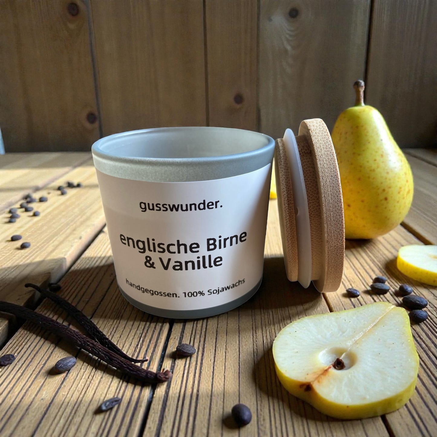 Duftkerze "englische Birne & Vanille" 90g