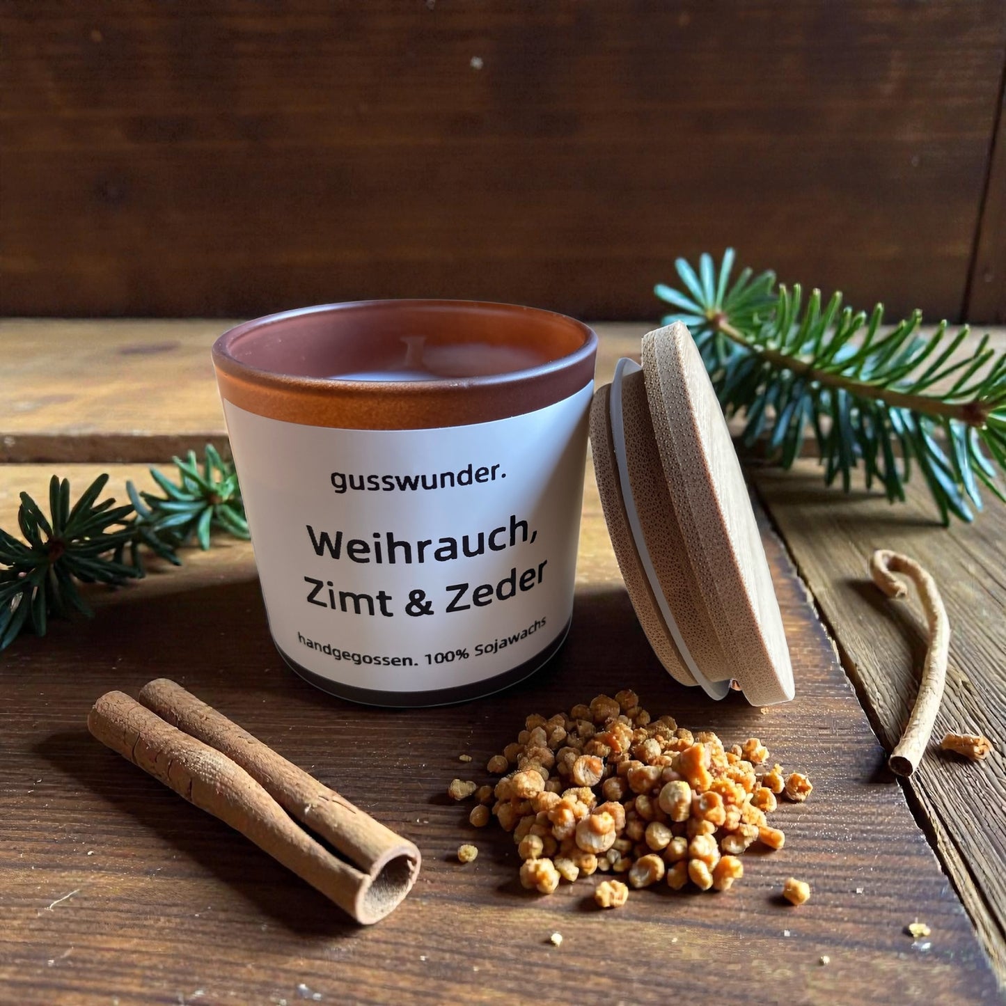Duftkerze "Weihrauch, Zimt & Zeder" 90g